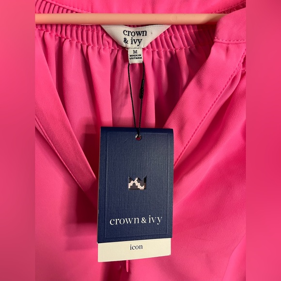 NWT Crown & Ivy Pink Long Sleeve Blouse - Picture 2 of 3